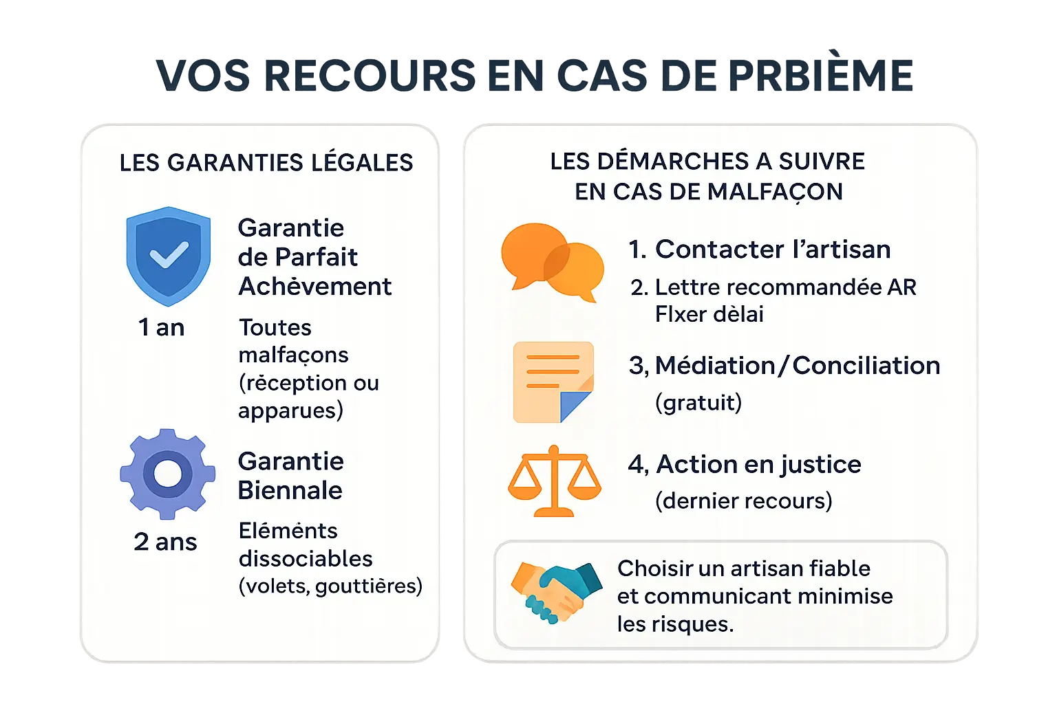 Illustration des recours en cas de litige avec un couvreur