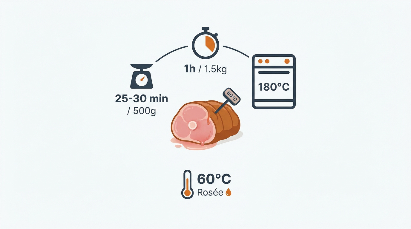 Guide visuel des températures de cuisson pour un rôti de veau tendre