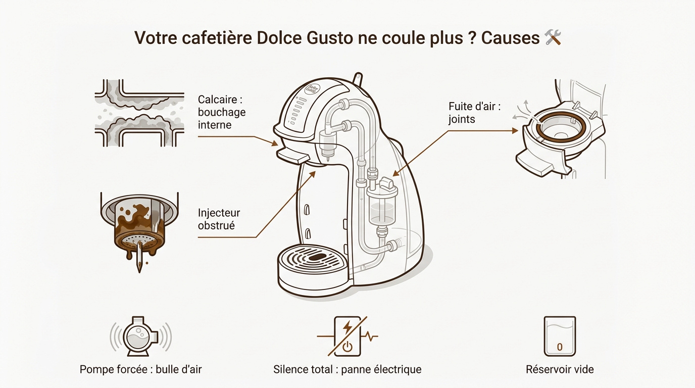 Causes blocage cafetière Dolce Gusto