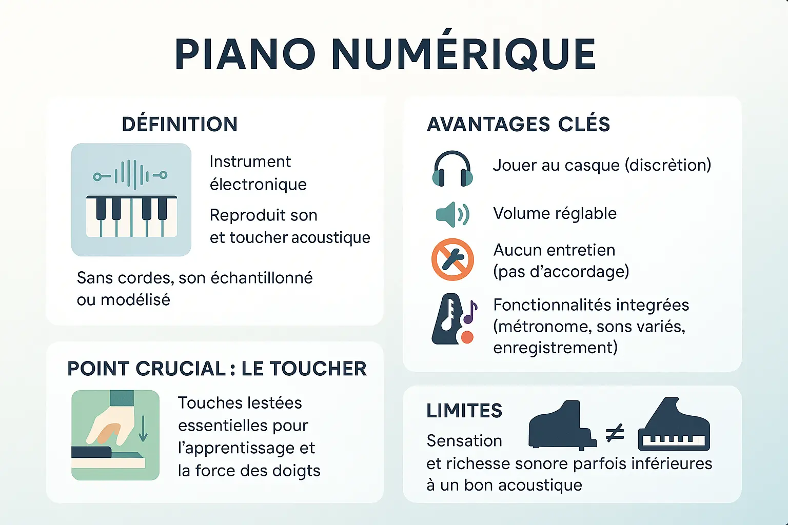 Piano numérique avec touches lestées
