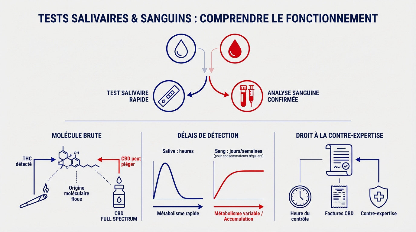 Contrôle routier par test salivaire et sanguin pour détection du THC