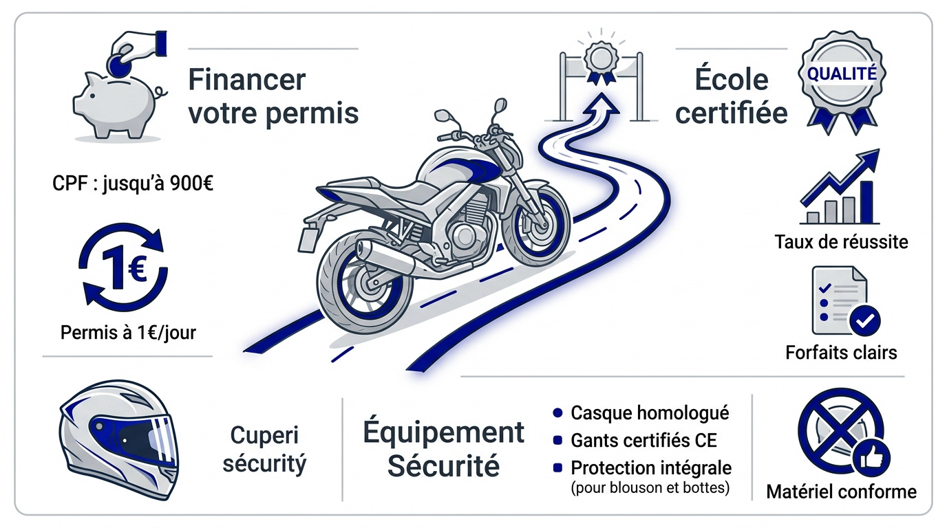 Équipements de protection et budget pour le permis moto A1