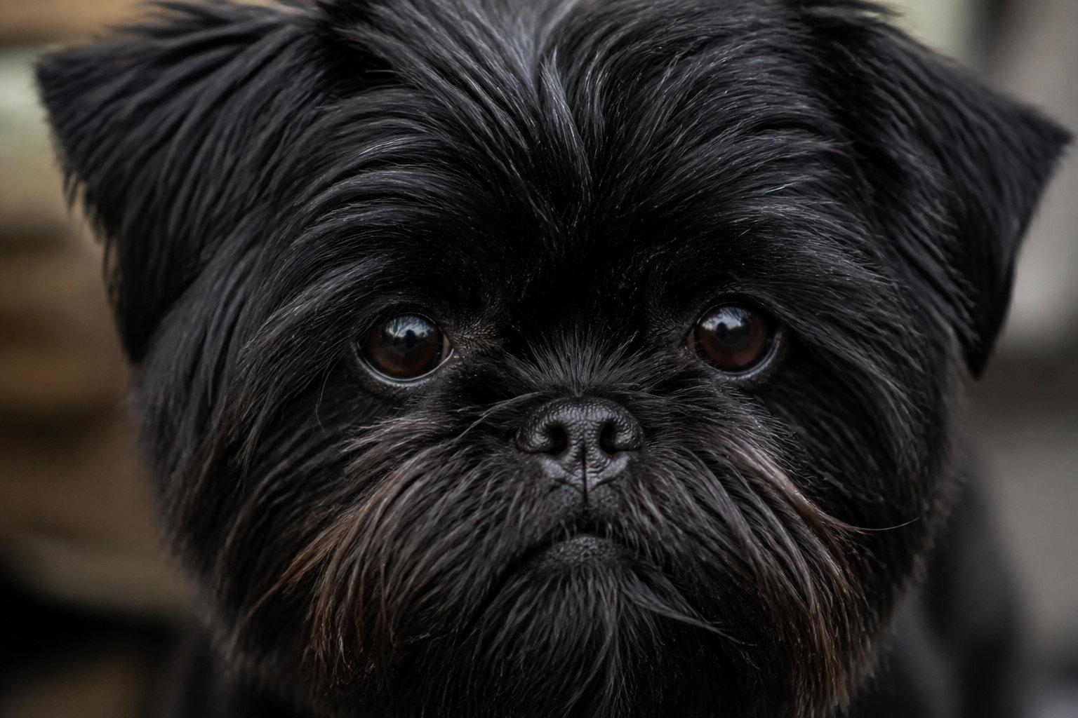 Portrait d'Affenpinscher, sourcils broussailleux et regard vif