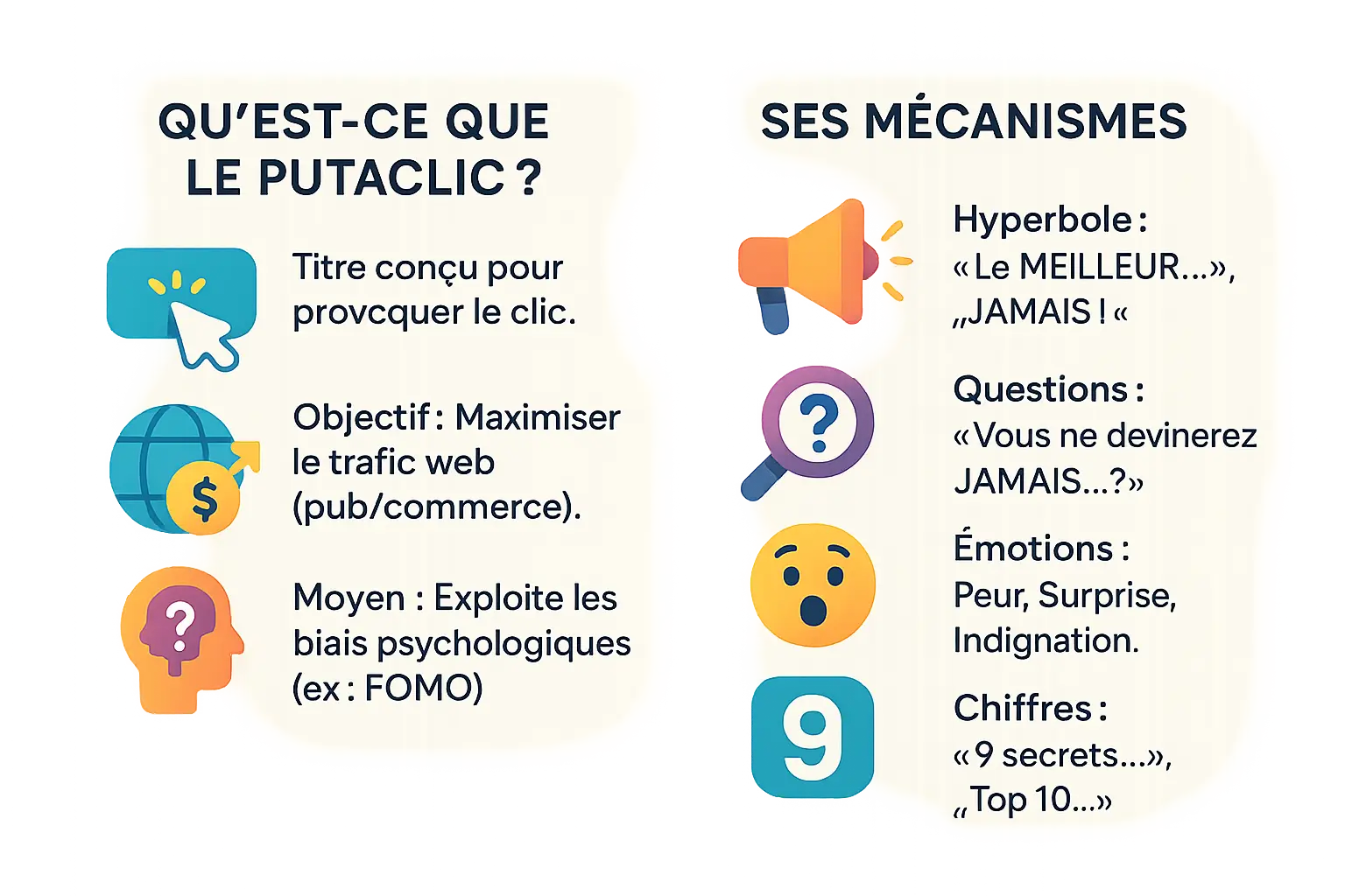 Illustration des mécanismes du clickbait