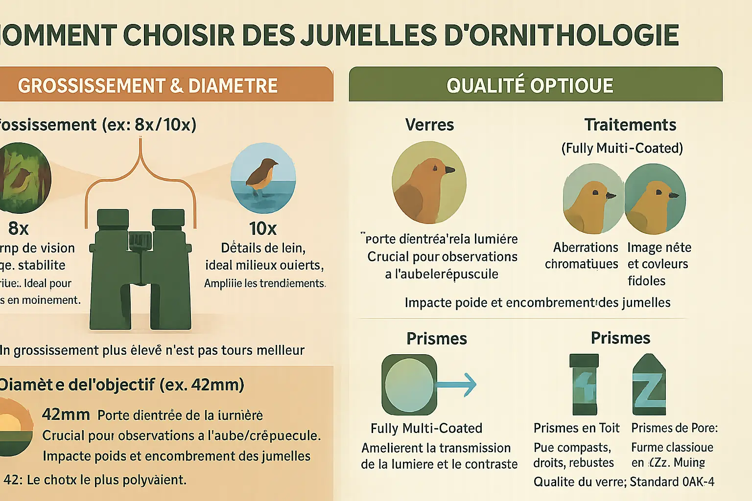 Jumelles d'ornithologie en forêt