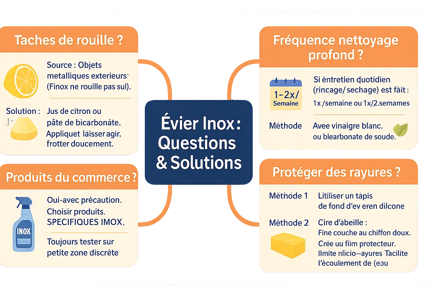 Évier inox brillant après nettoyage naturel