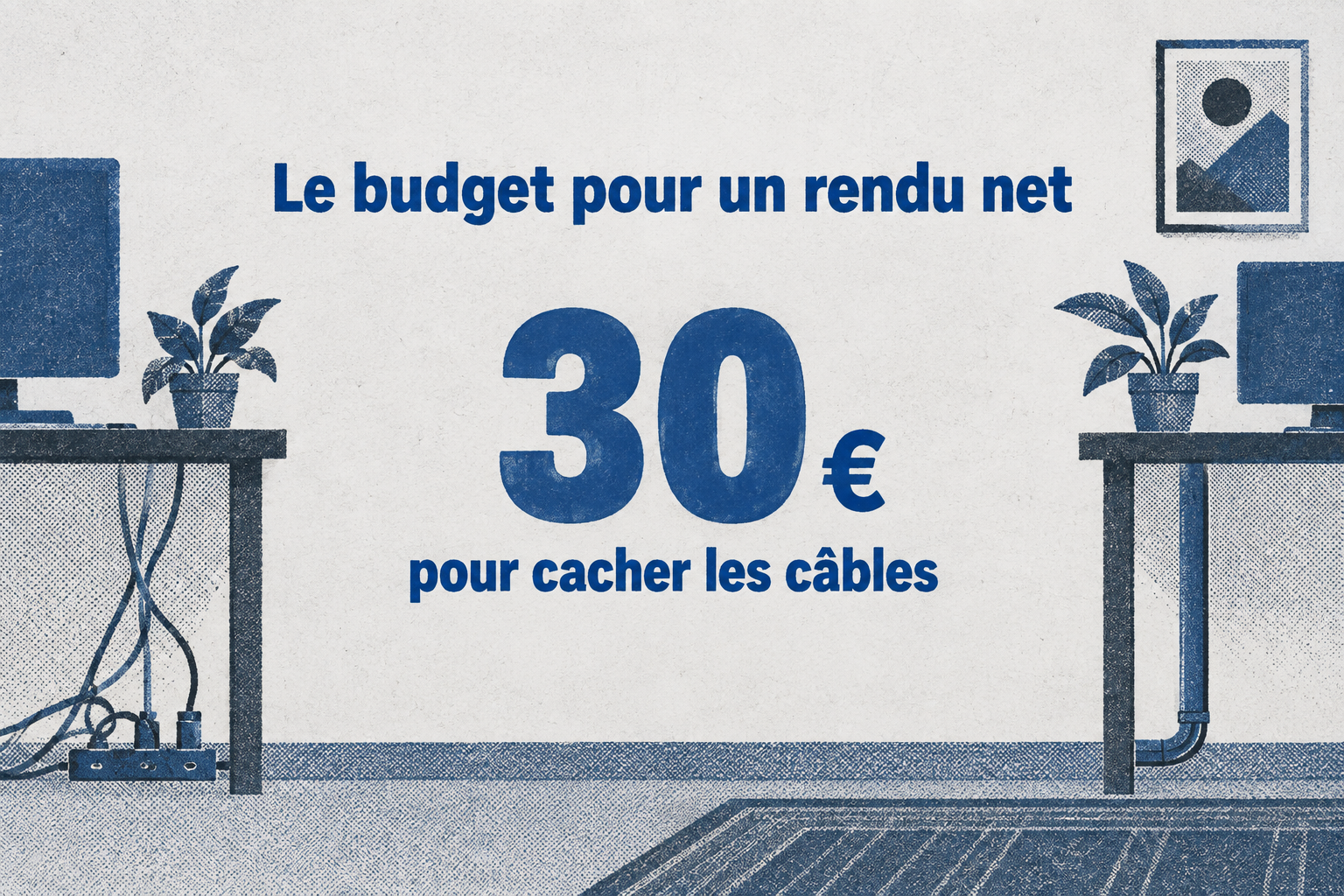 Le budget pour cacher les câbles derrière un meuble TV est au maximum de 30 €.