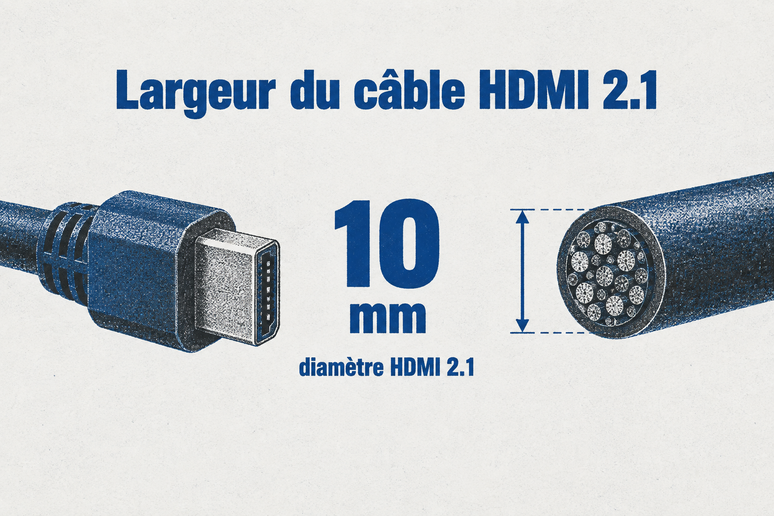 Un câble HDMI 2.1 a un diamètre de 10 mm, une valeur à mesurer avant d'acheter une goulotte.