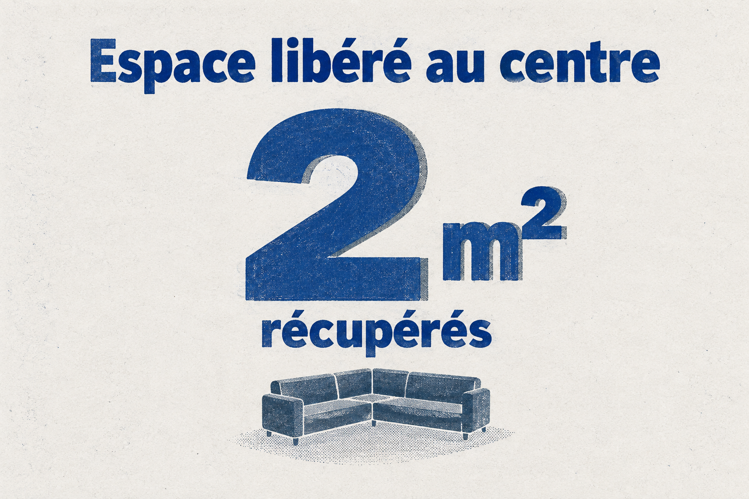 Placer le canapé en encoignure récupère 2 m² au centre de la pièce.