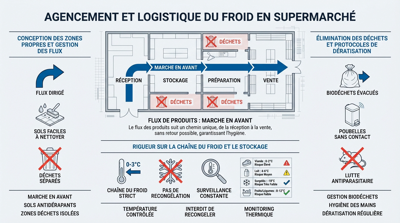 Agencement logistique et gestion du froid en grande distribution