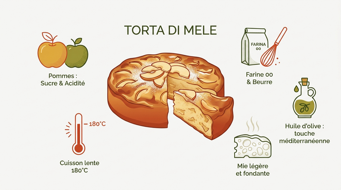 Ingrédients essentiels pour une torta di mele italienne avec pommes et farine 00
