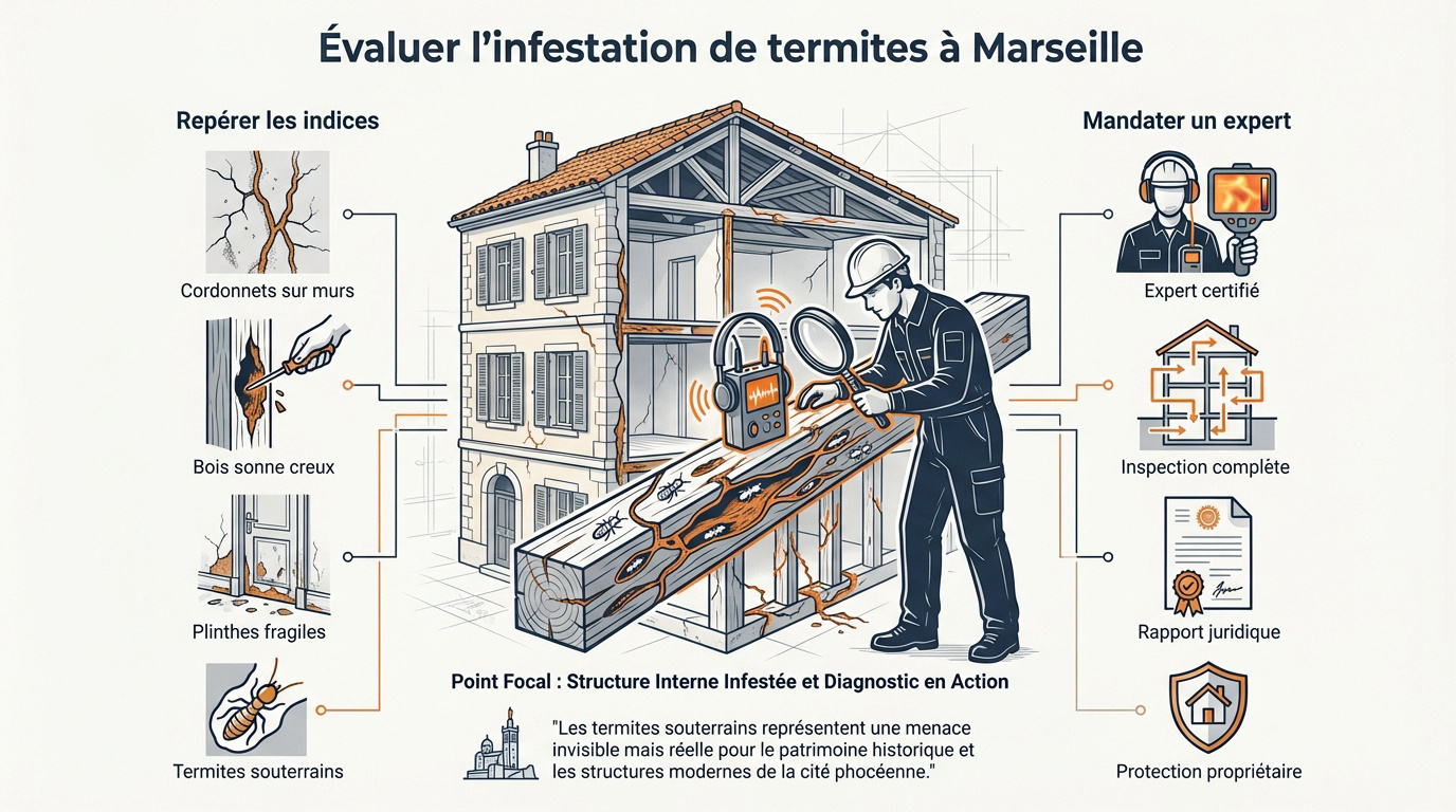 Inspection professionnelle de charpente pour détecter des termites à Marseille