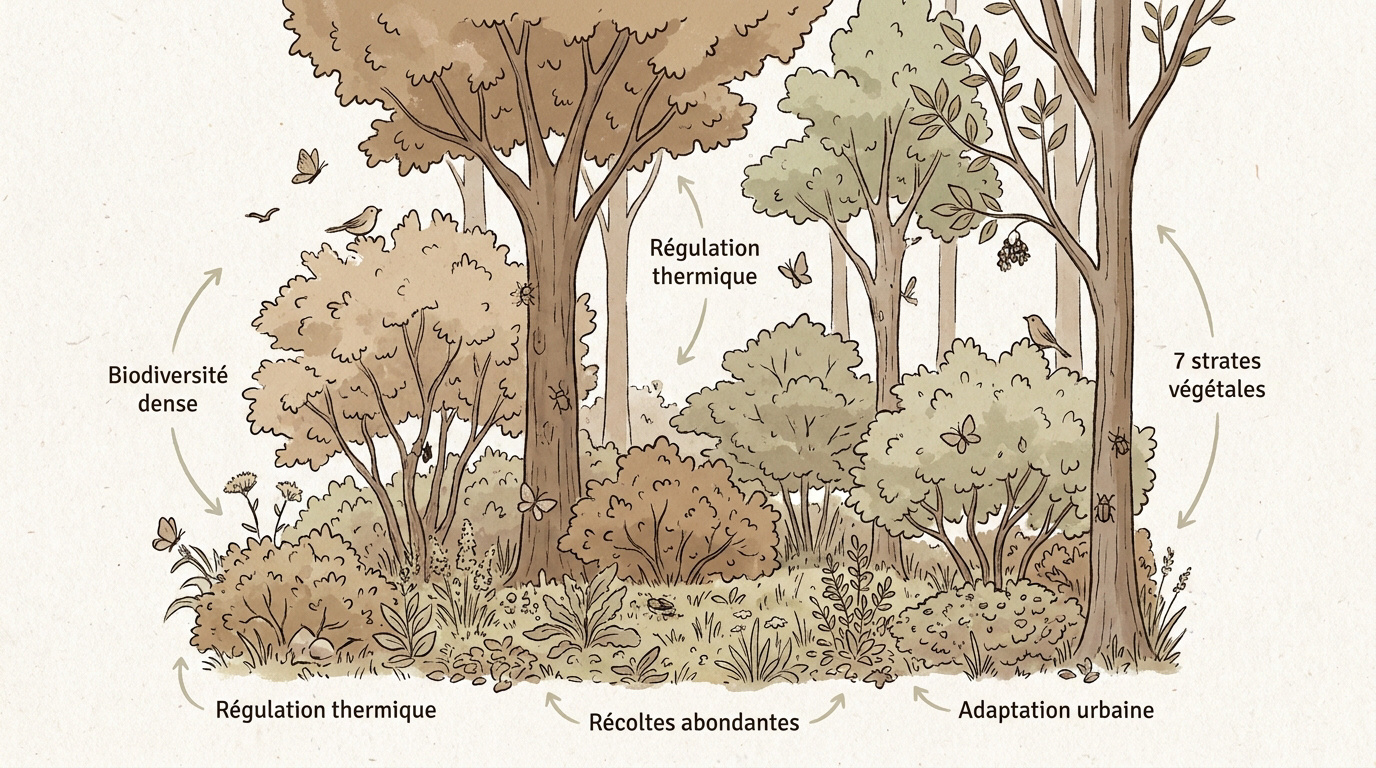 Micro-forêt jardin dense et biodiversité