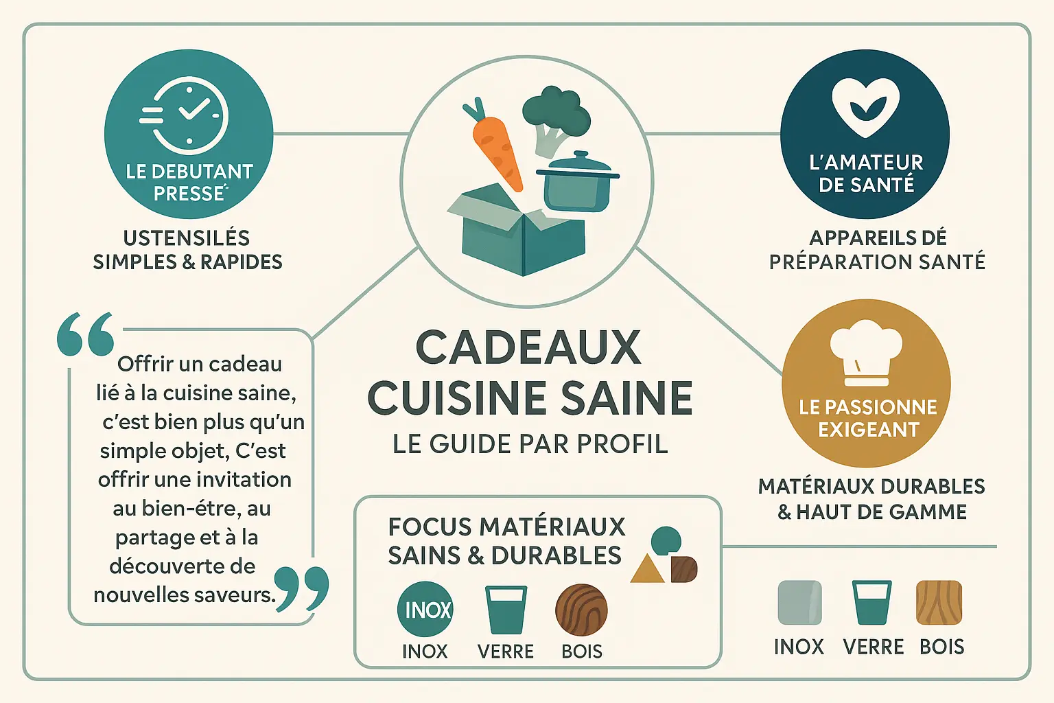 Illustration d'idées cadeaux pour une cuisine saine
