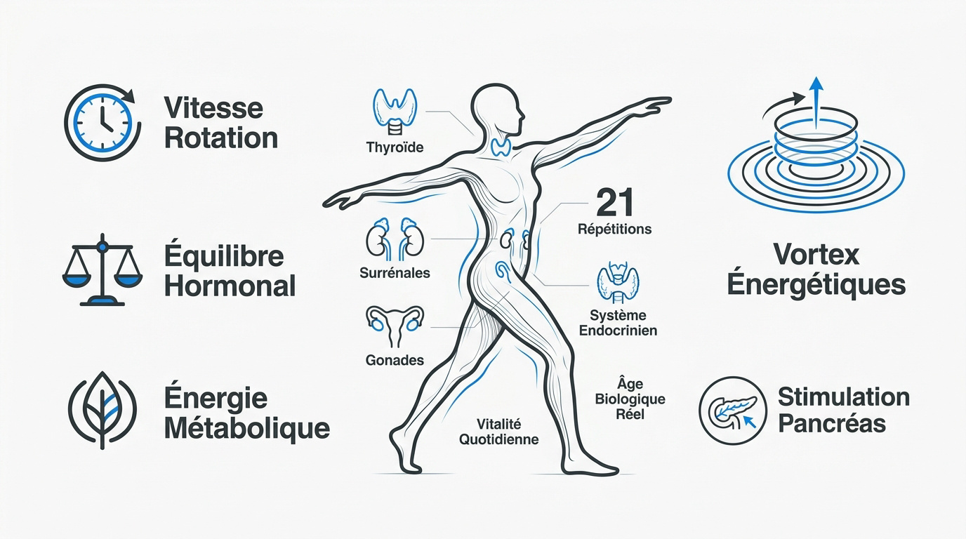 Pratique des 5 Tibétains pour l'équilibre du système endocrinien