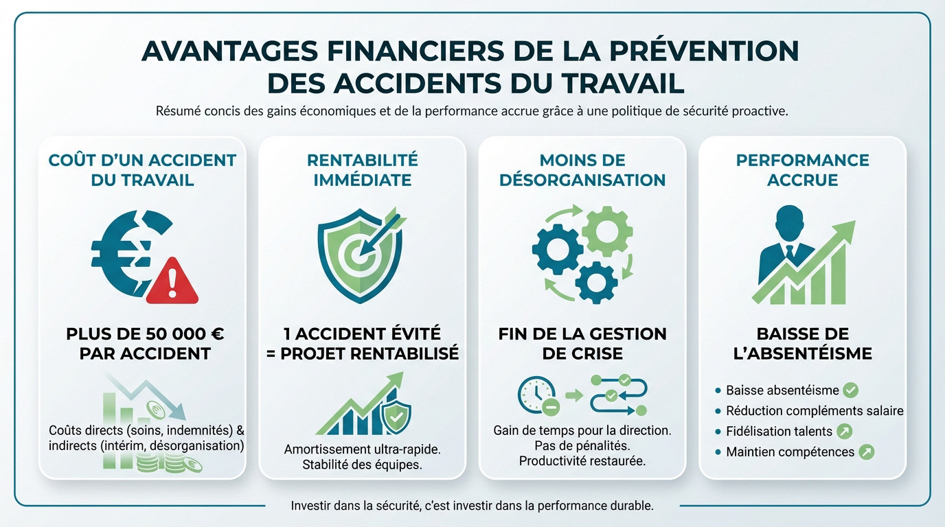 Graphique montrant les avantages financiers et le ROI de la prévention des accidents du travail