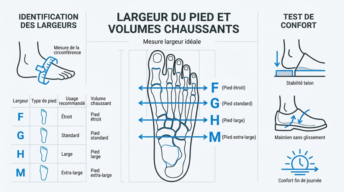 Schéma de mesure de la largeur du pied et des volumes chaussants pour hallux valgus