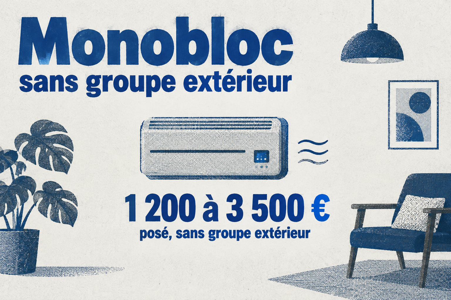 Coût d'un monobloc sans unité extérieure : entre 1 200 et 3 500 euros posé.