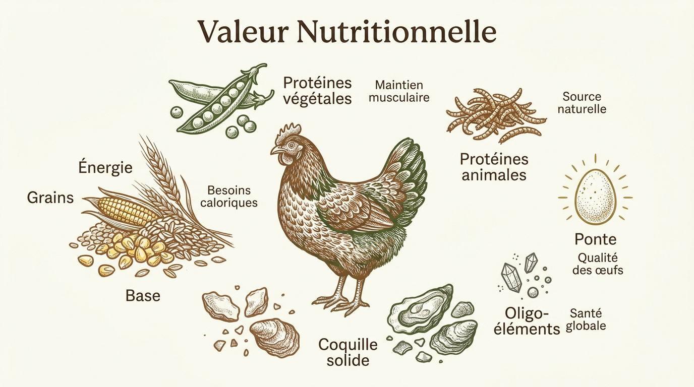 Valeur nutritionnelle pour poules pondeuses