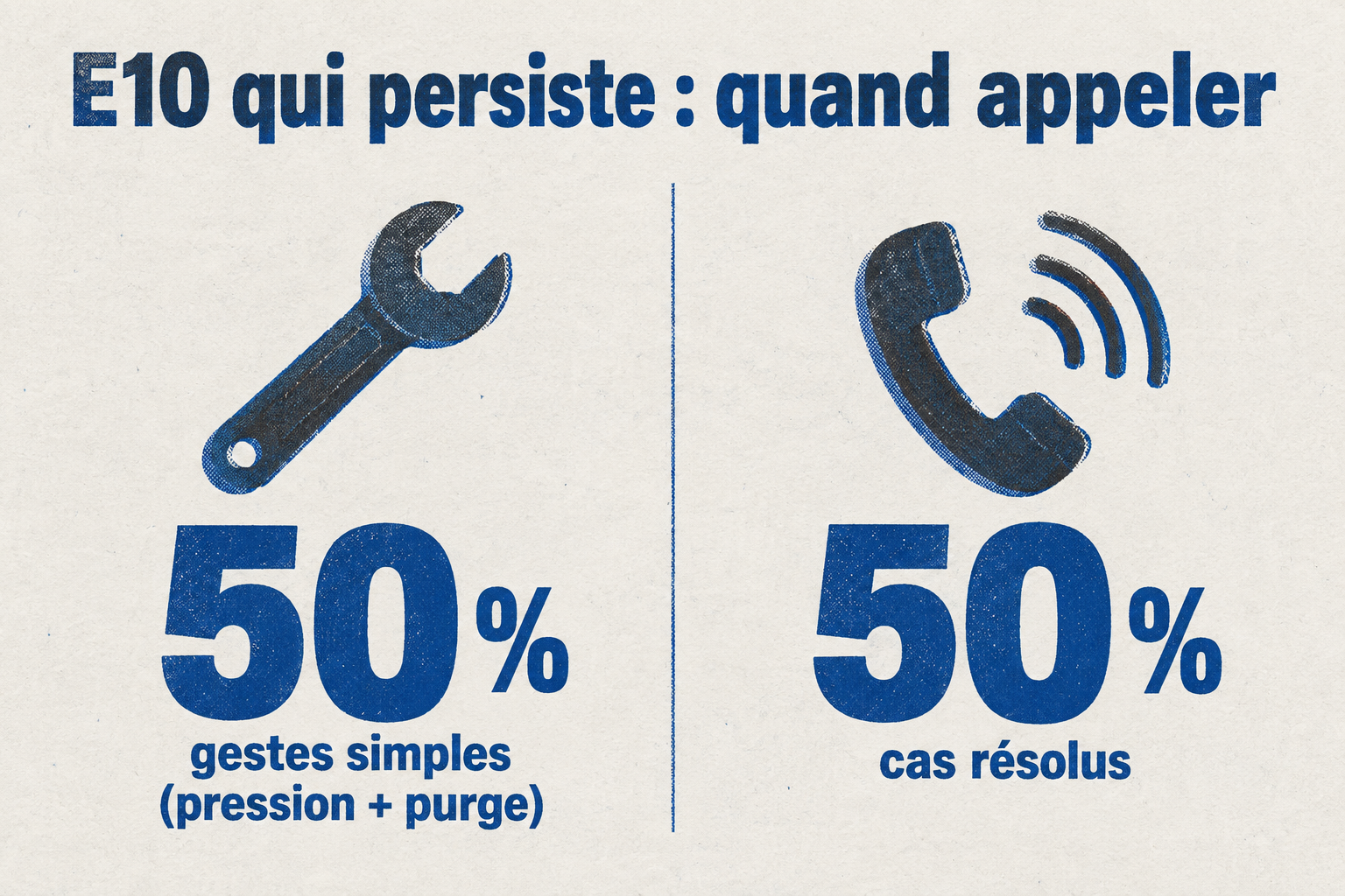 La moitié des cas de code E10 se résolvent par une purge des radiateurs et un appoint d'eau.