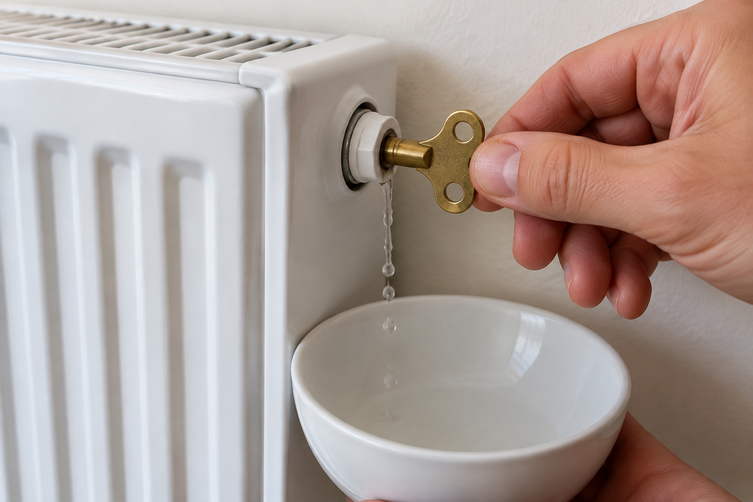 Purge d'un radiateur à l'aide d'une clé de purge