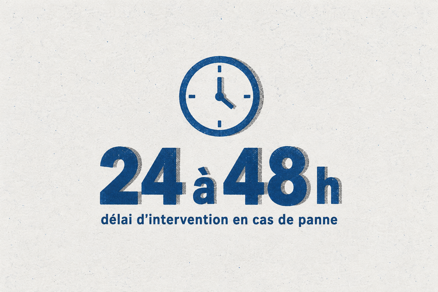 Le délai d'intervention en cas de panne est de 24 à 48 heures pour les contrats sécurité.