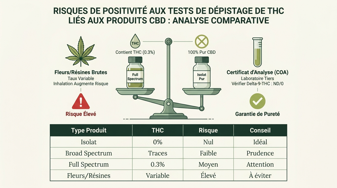 Comparaison des risques de test positif entre isolat de CBD et fleurs de chanvre
