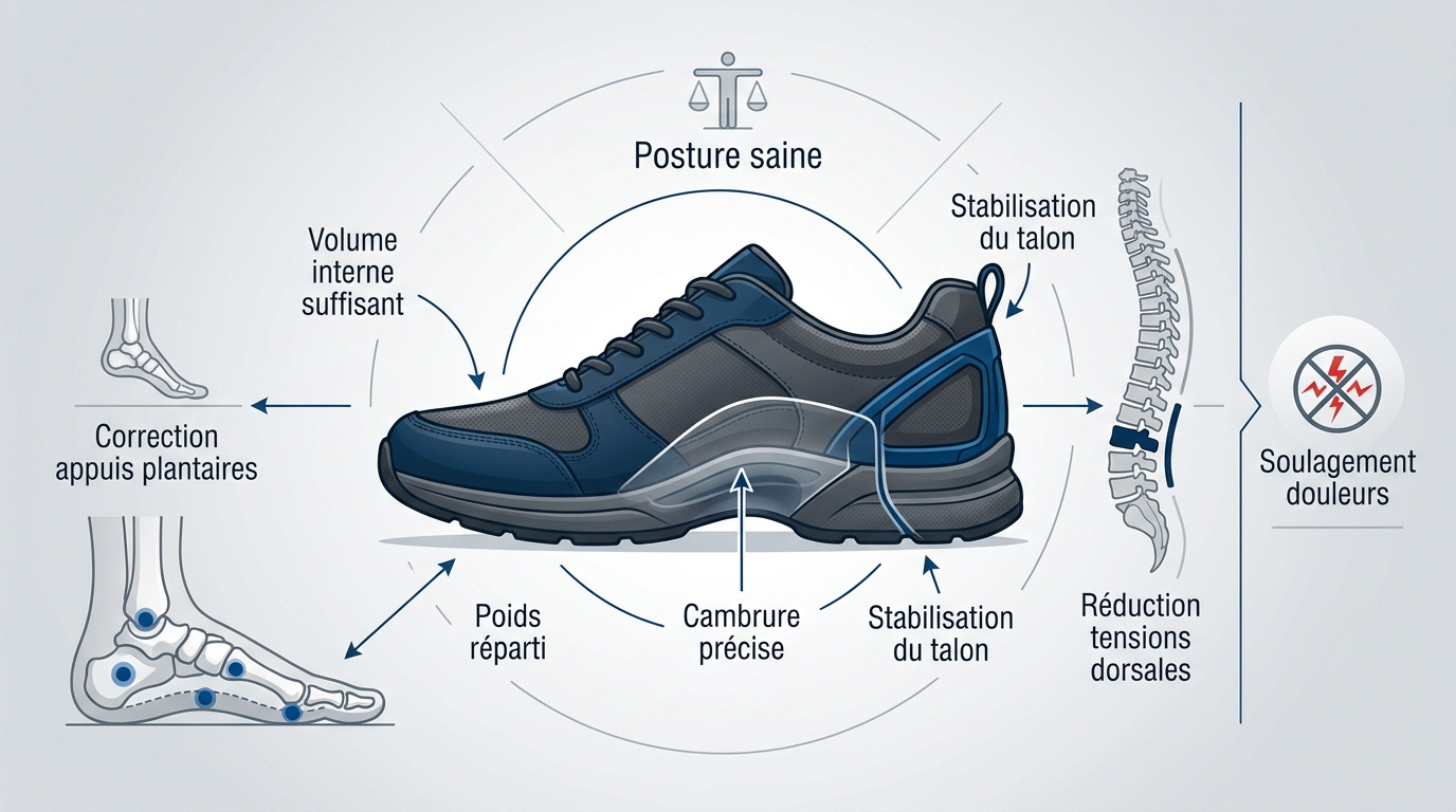 Chaussures orthopédiques homme : élégance et soutien Paire de chaussures orthopédiques élégantes pour homme offrant soutien et confort
