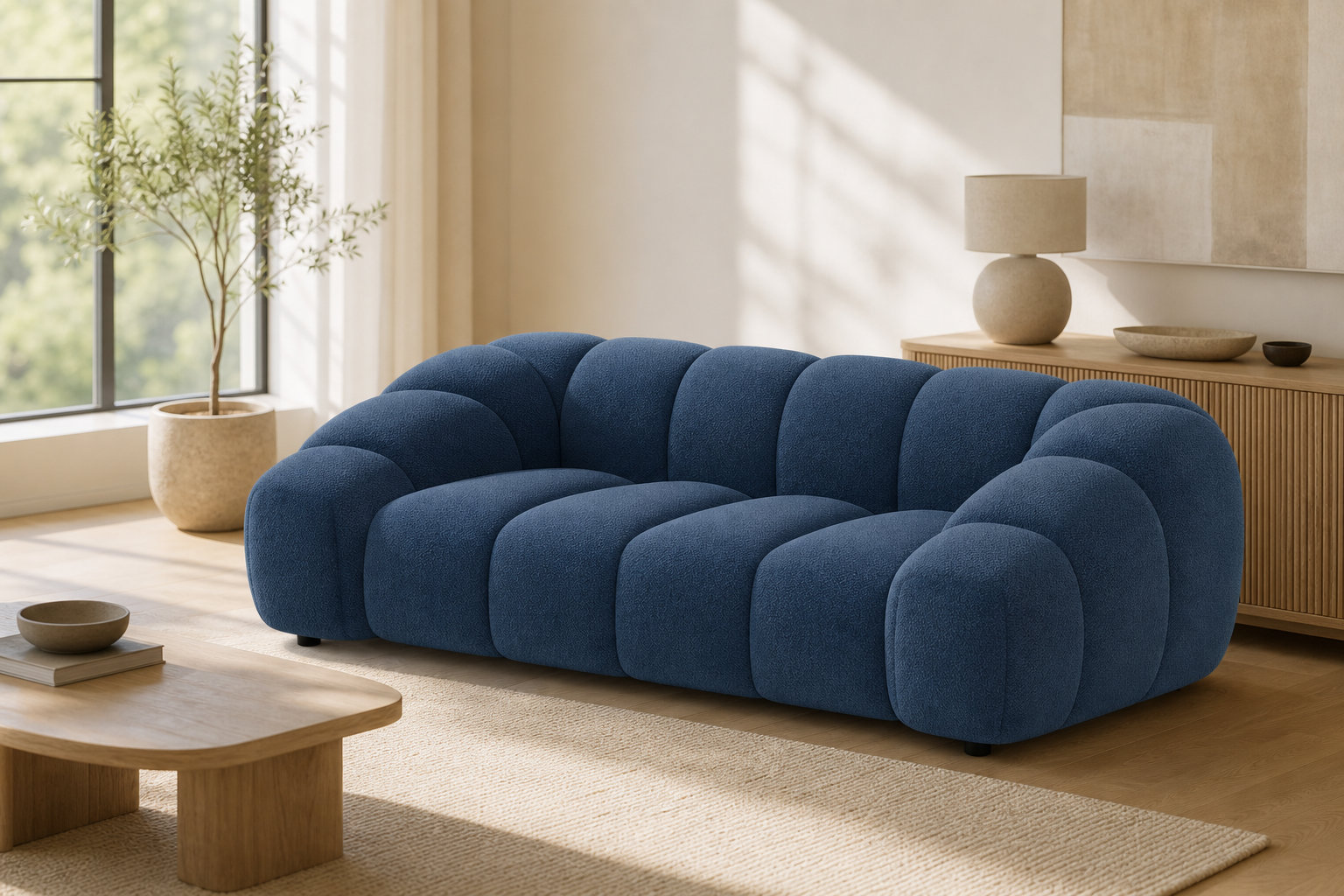 Canapé nuage AVA en velours texturé bleu marine