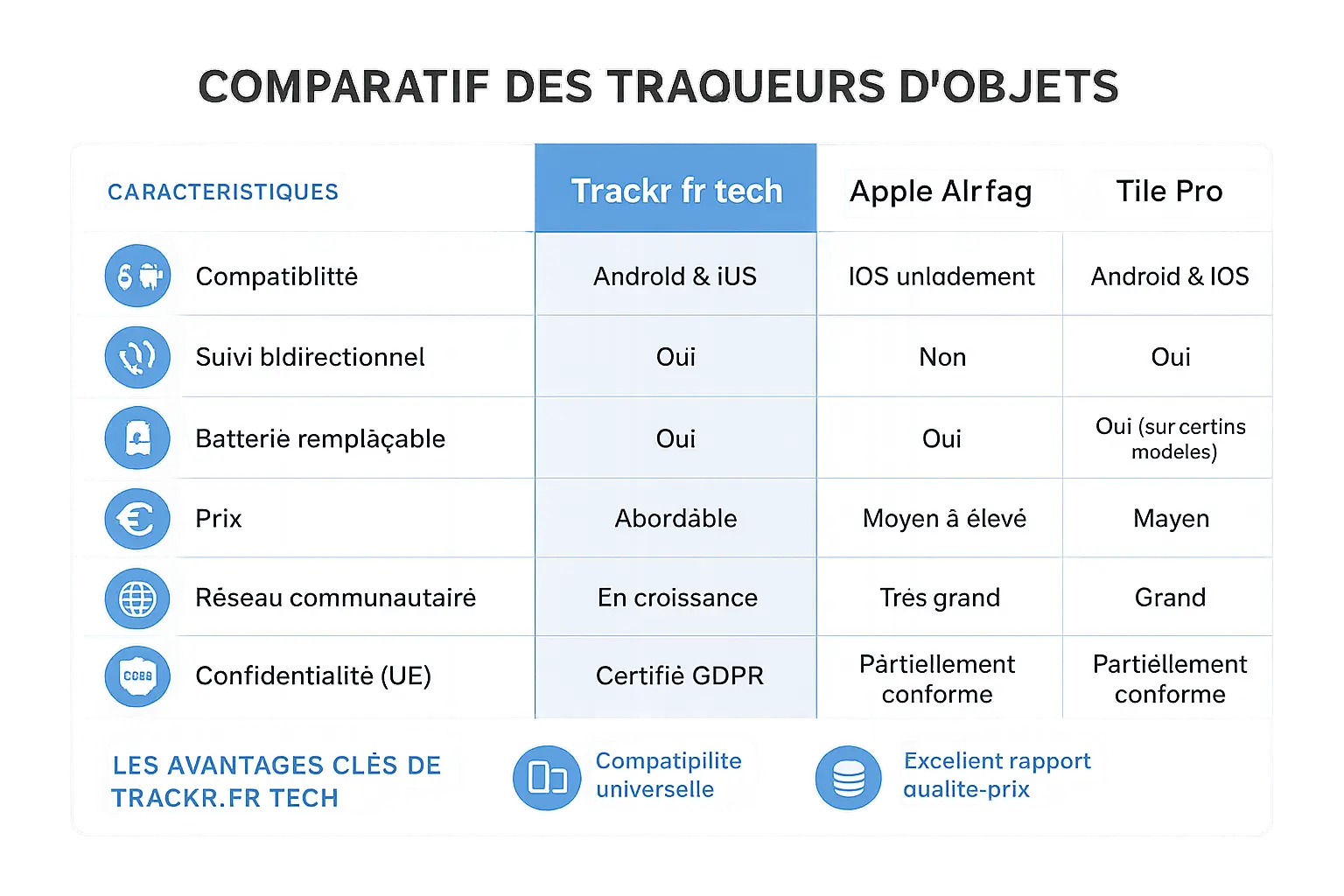 Comparatif Trackr, AirTag et Tile Pro