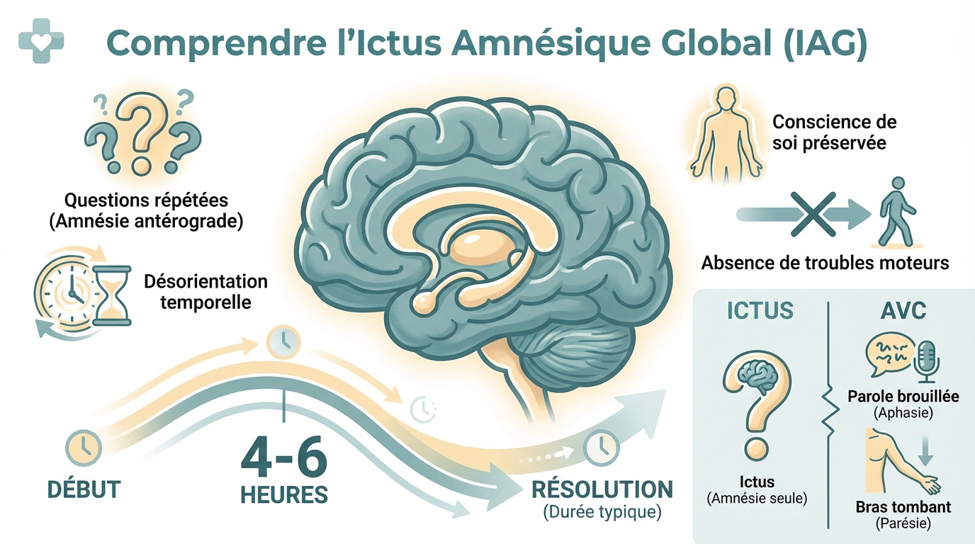 Représentation visuelle de la confusion mnésique lors d'un ictus amnésique global