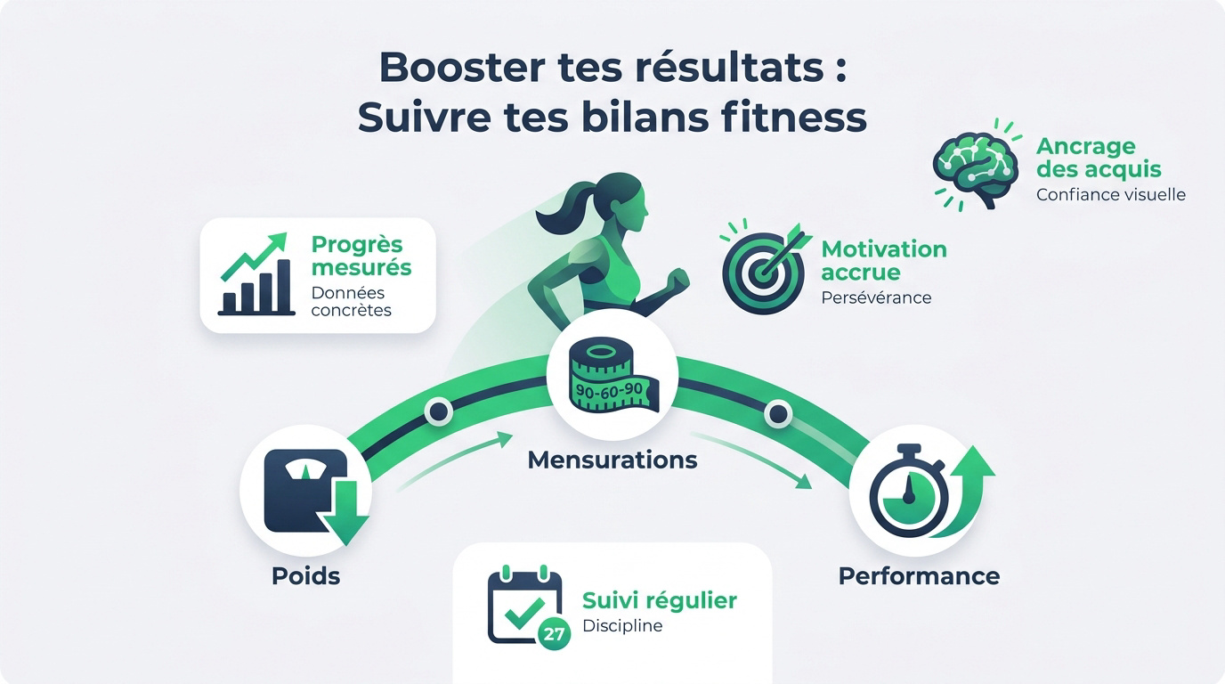 Graphique de suivi des progrès fitness et mesures corporelles