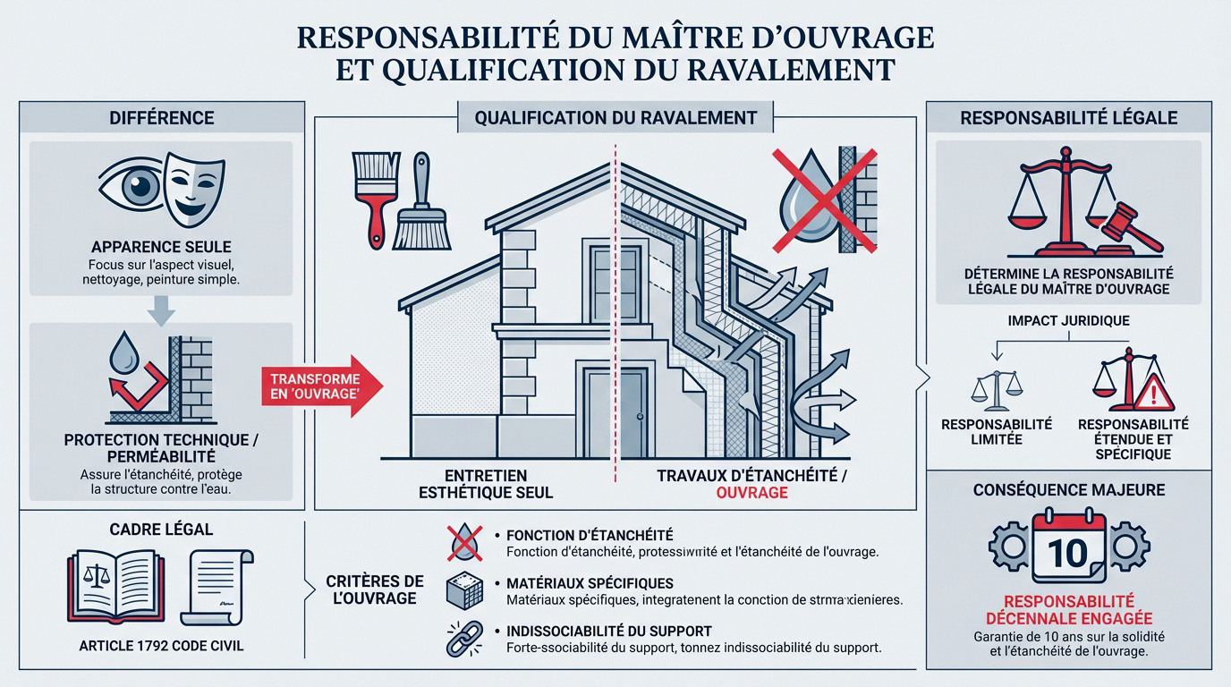 Schéma technique de ravalement de façade et étanchéité