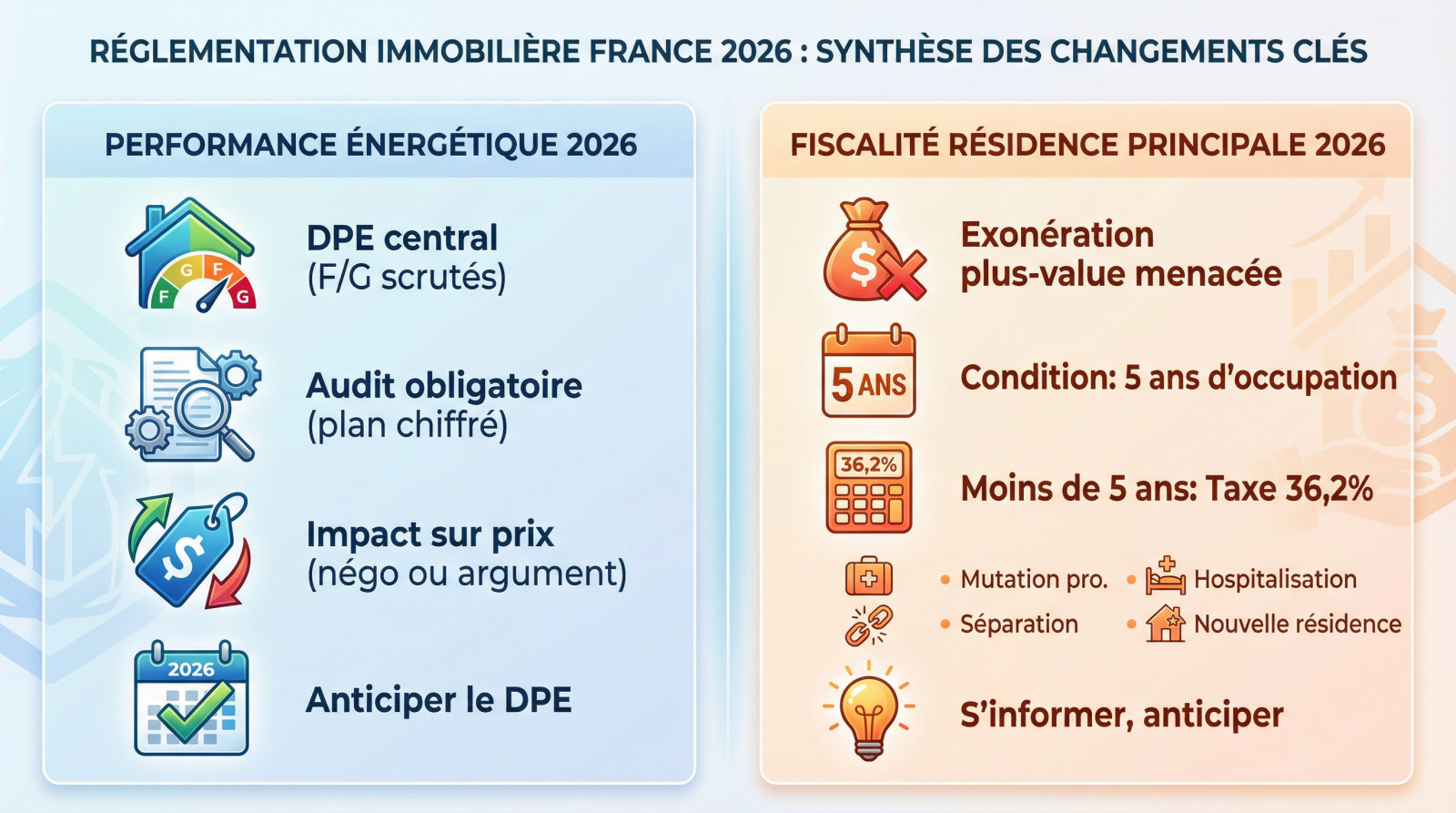 Synthèse des changements réglementaires immobiliers et fiscaux en France pour 2026