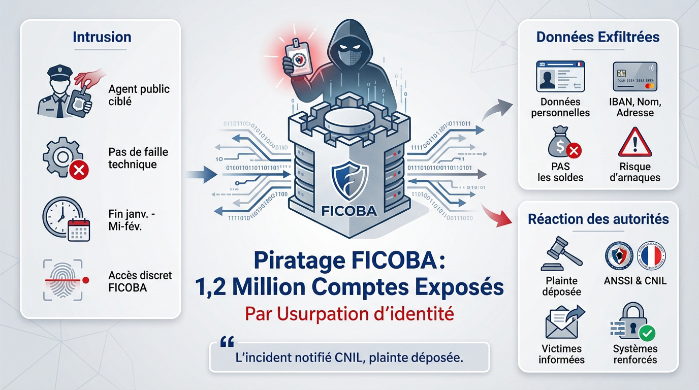 Illustration du piratage de la base FICOBA de la DGFiP affectant 1,2 million de comptes