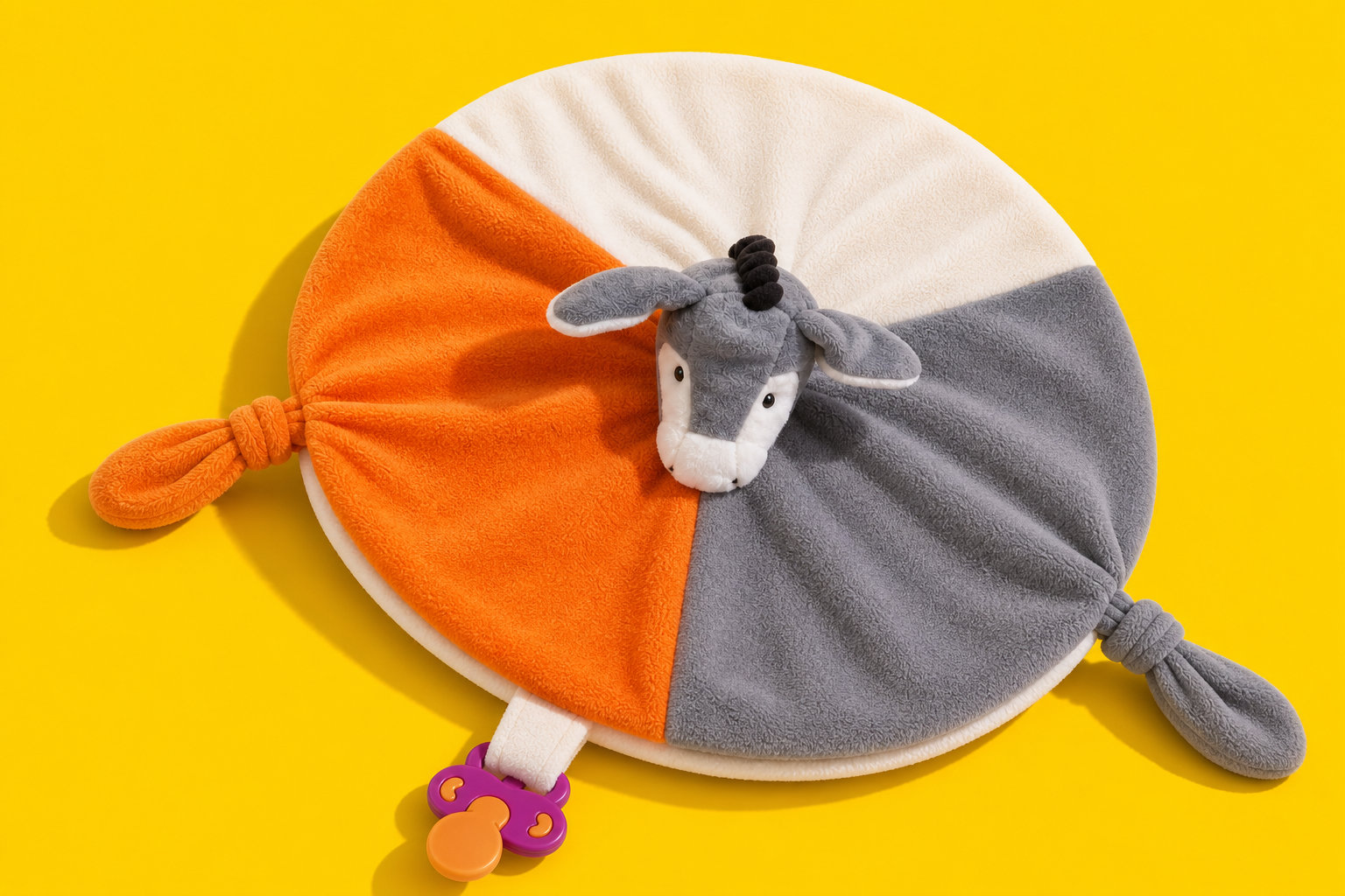 Doudou Âne aux couleurs vives pour stimuler l'éveil