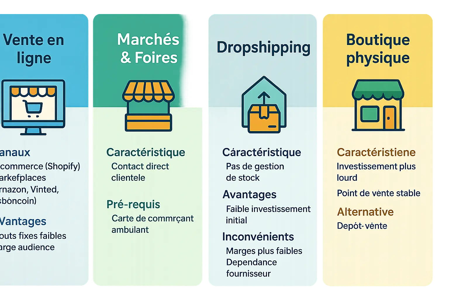 Illustration des canaux de vente pour l'achat-revente