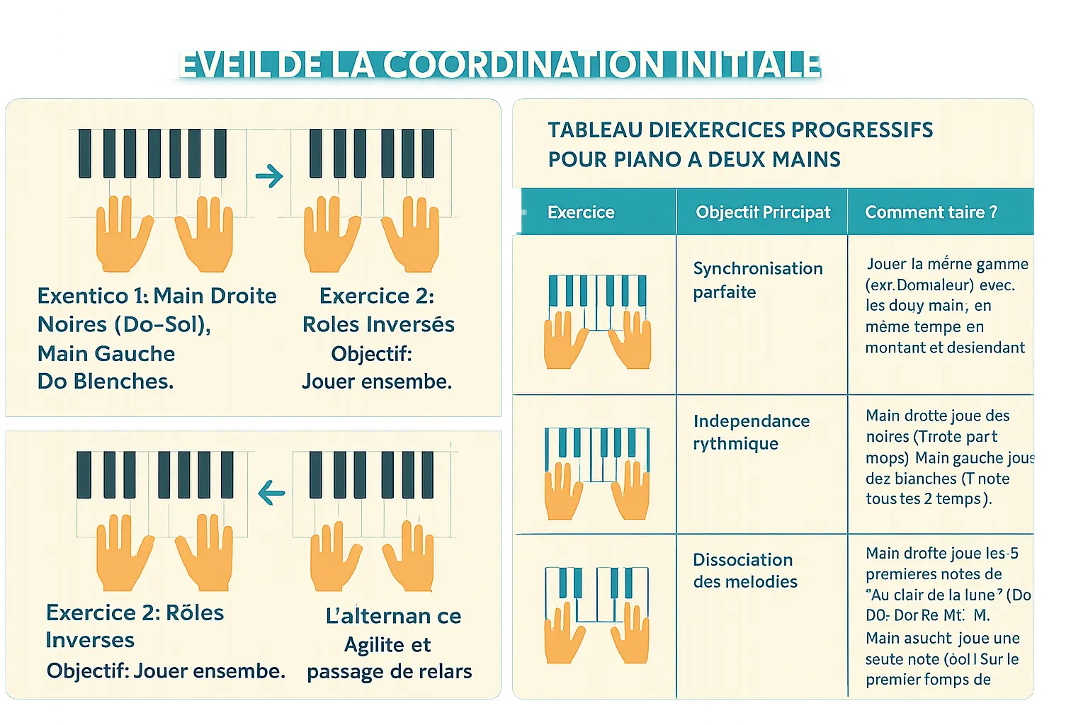 Illustration des mains sur un piano
