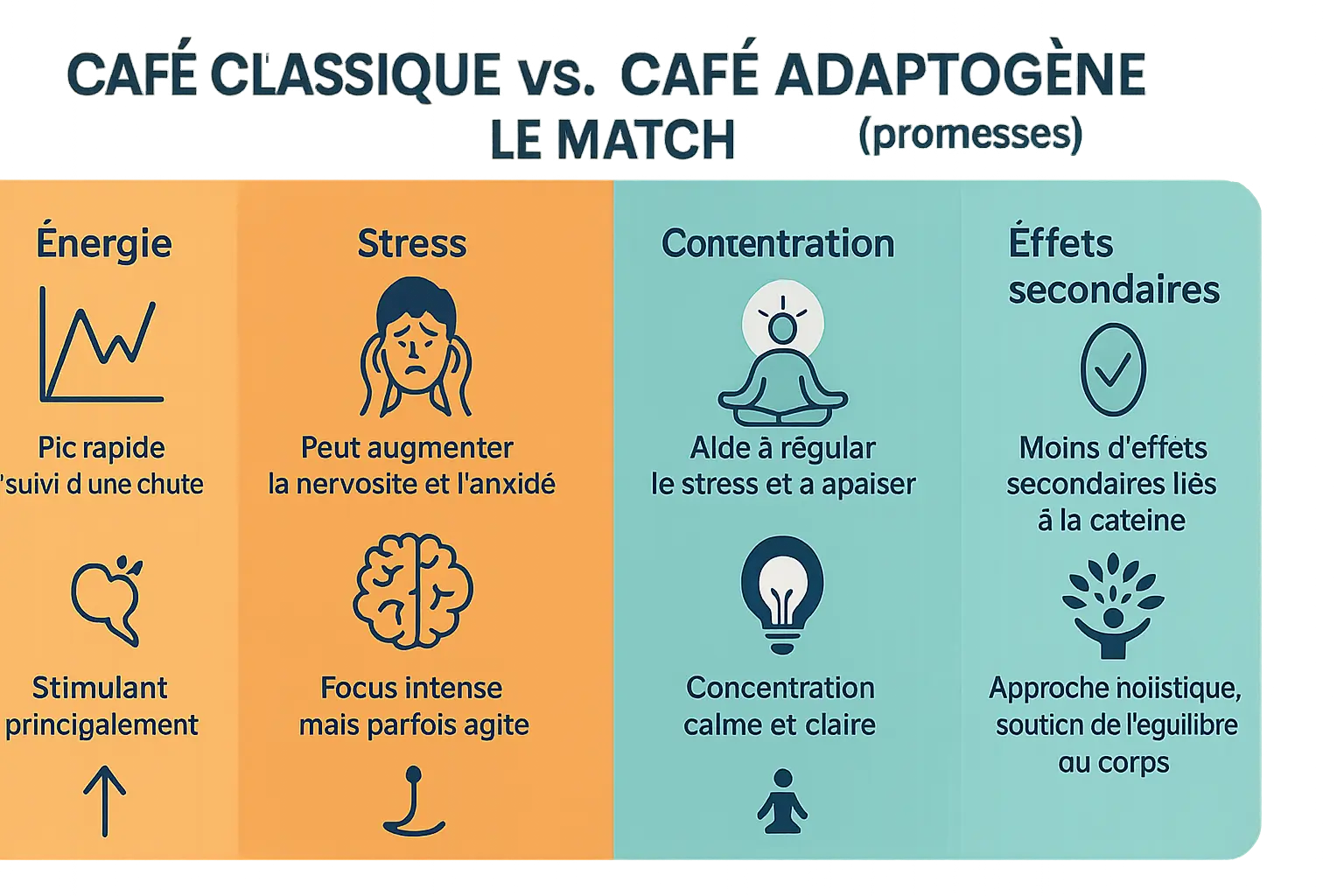 Illustration d'un café adaptogène avec des champignons et plantes