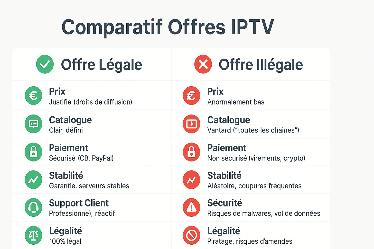 Comparatif légal vs illégal