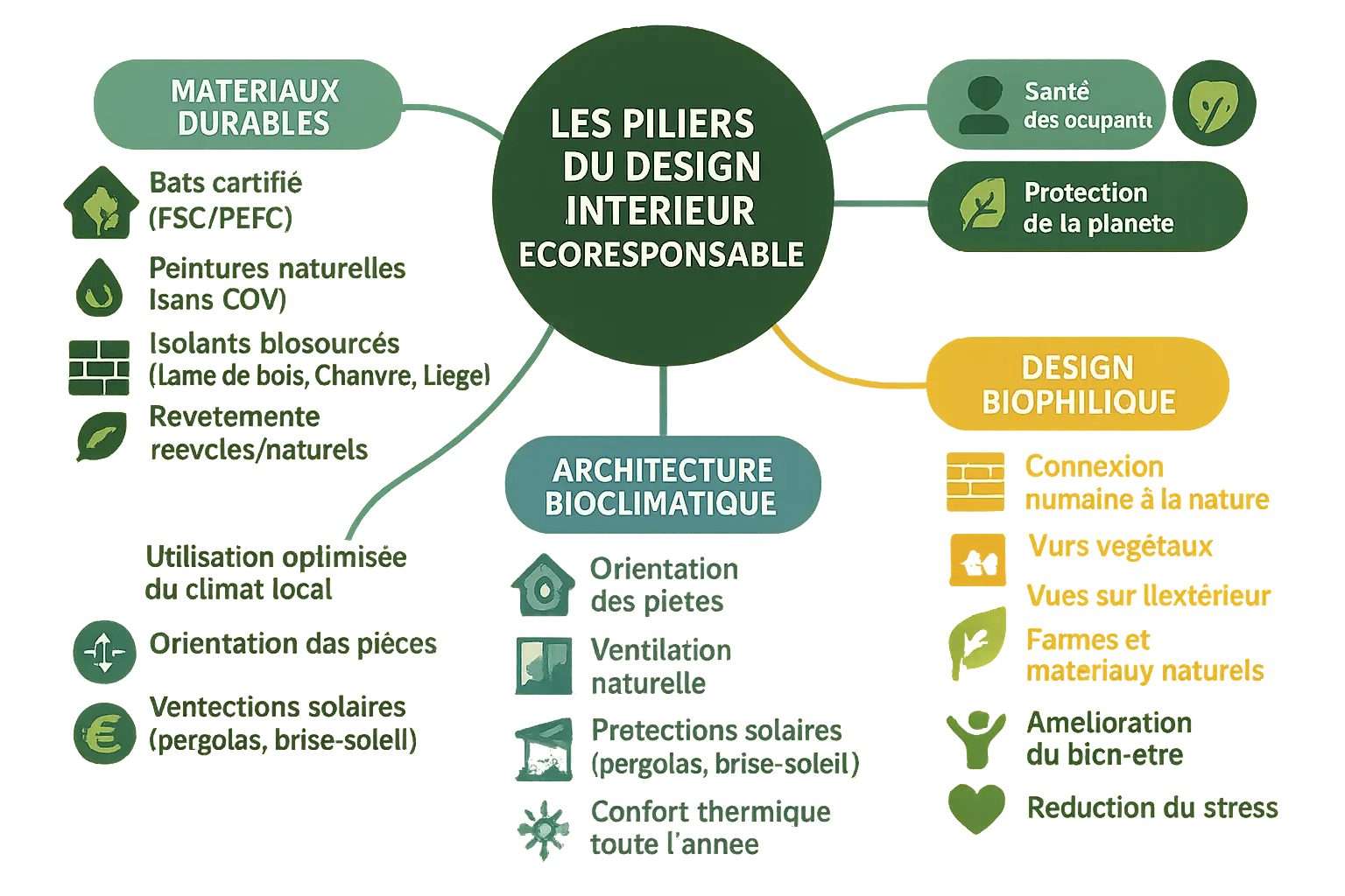 Exemple d'<strong>aménagement biophilique</strong> avec murs végétaux et matériaux naturels