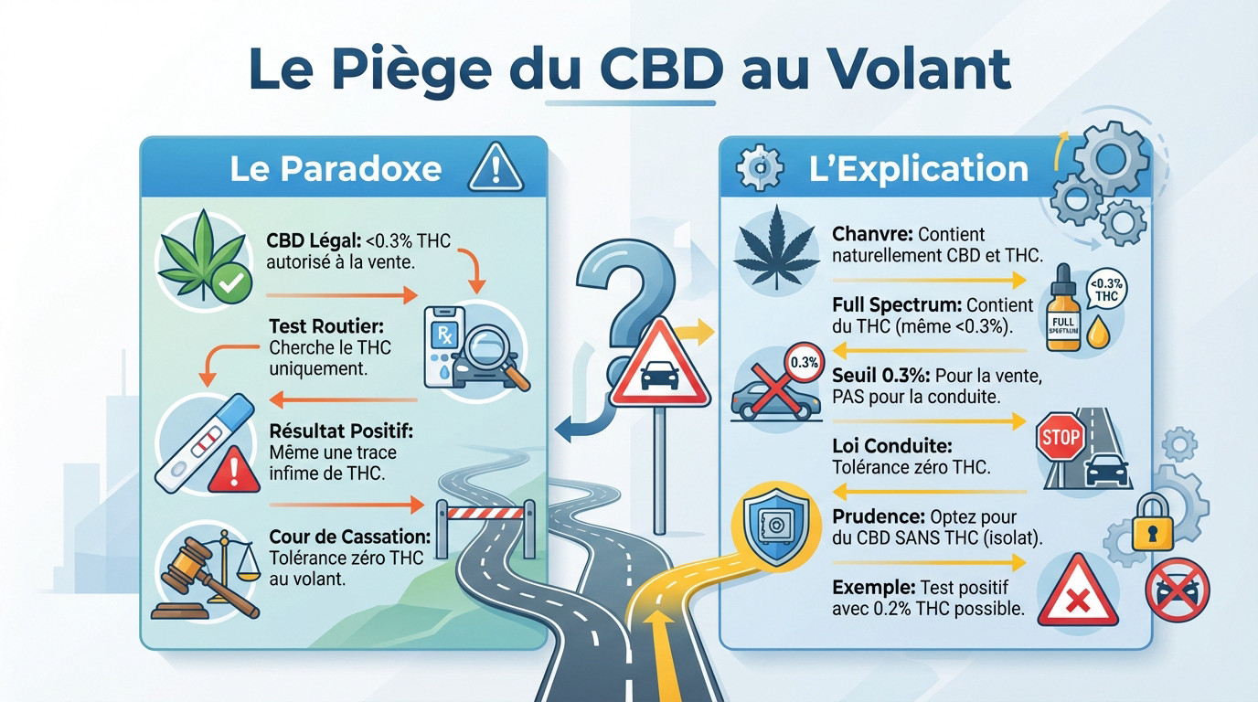 Conducteur inquiet lors d'un contrôle routier à cause du CBD au volant