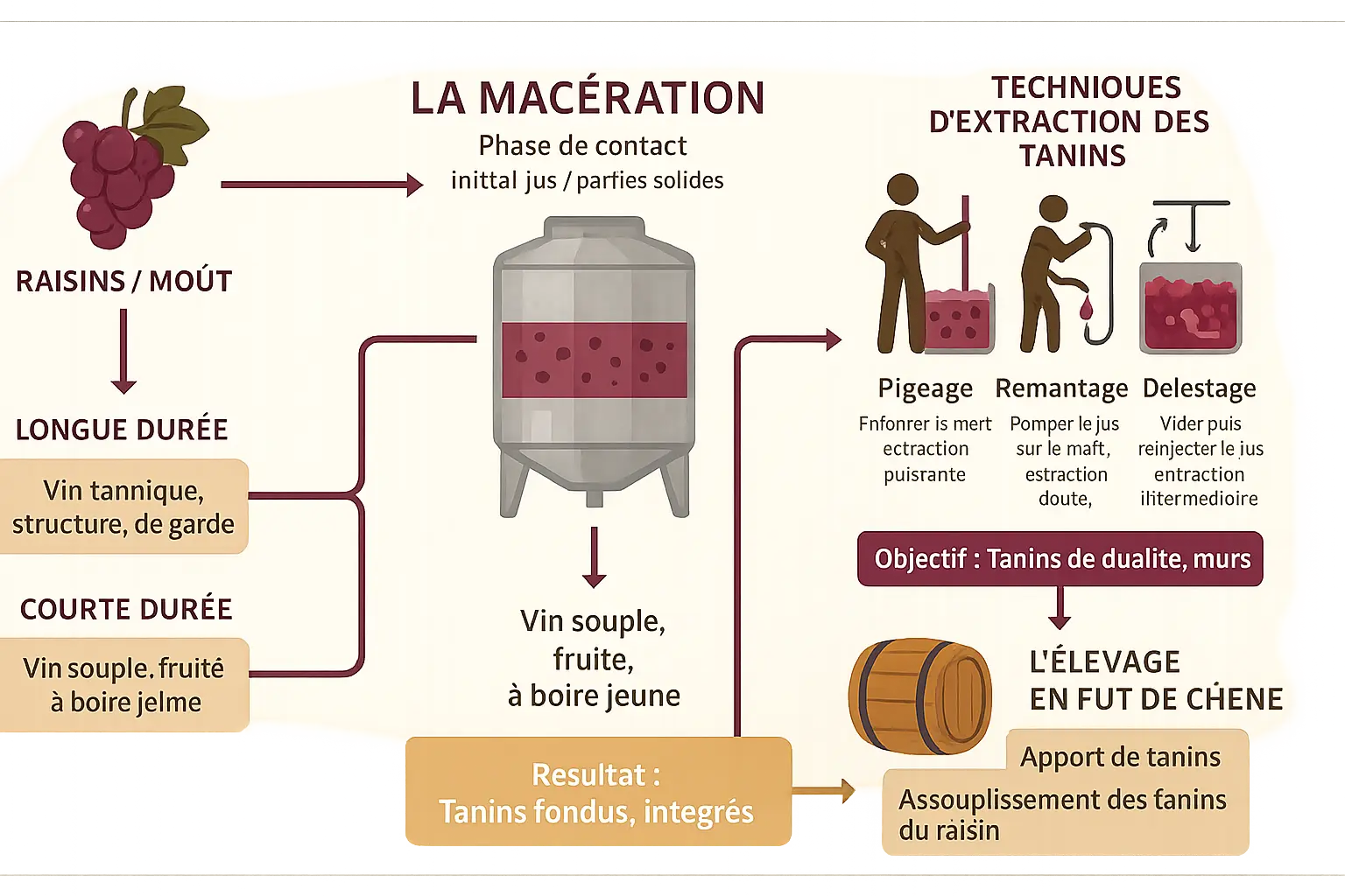 Processus de vinification des tanins