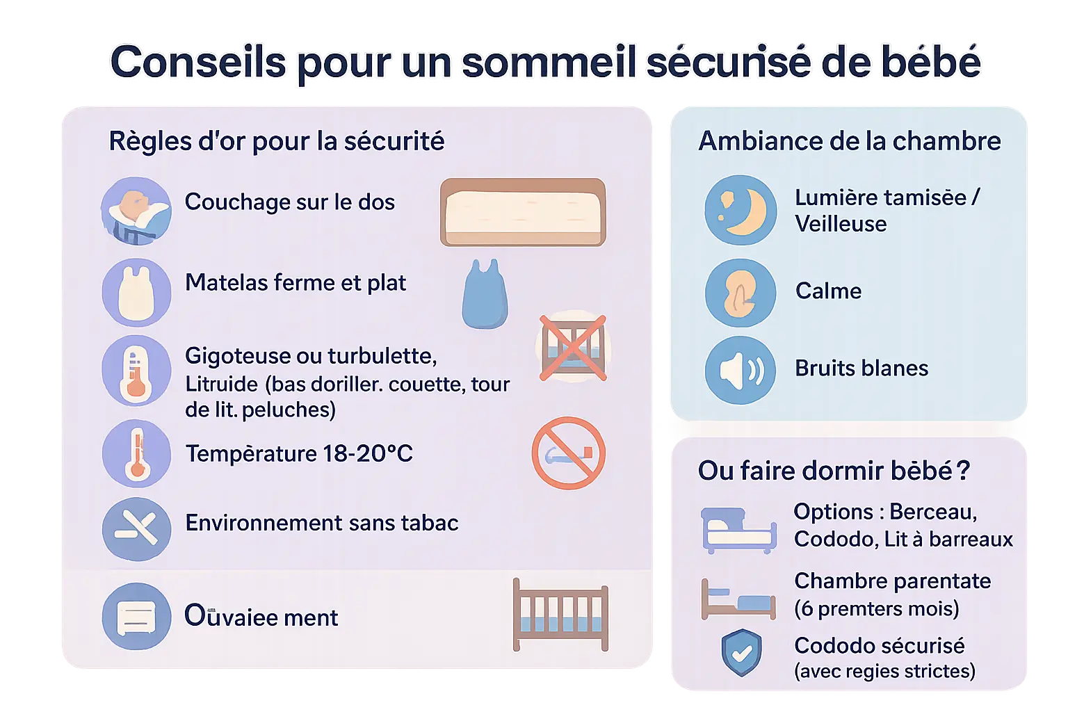 Environnement de sommeil sécurisé pour bébé de 3 mois