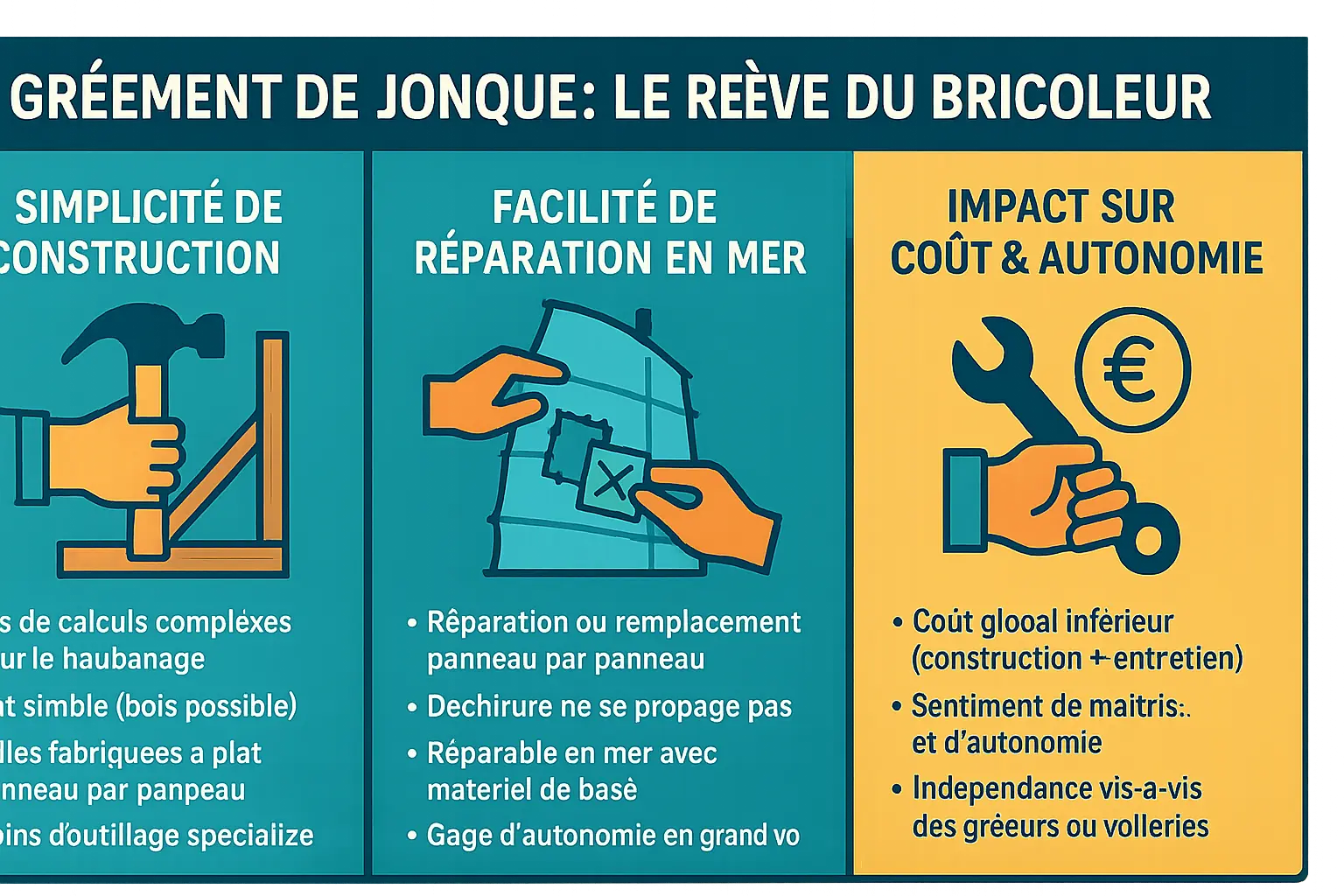 Voilier gréé en jonque