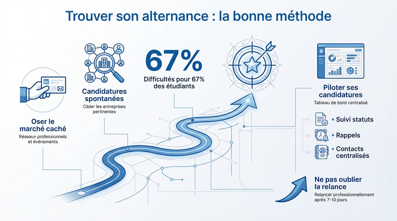 Infographie détaillant la méthode efficace pour trouver une alternance
