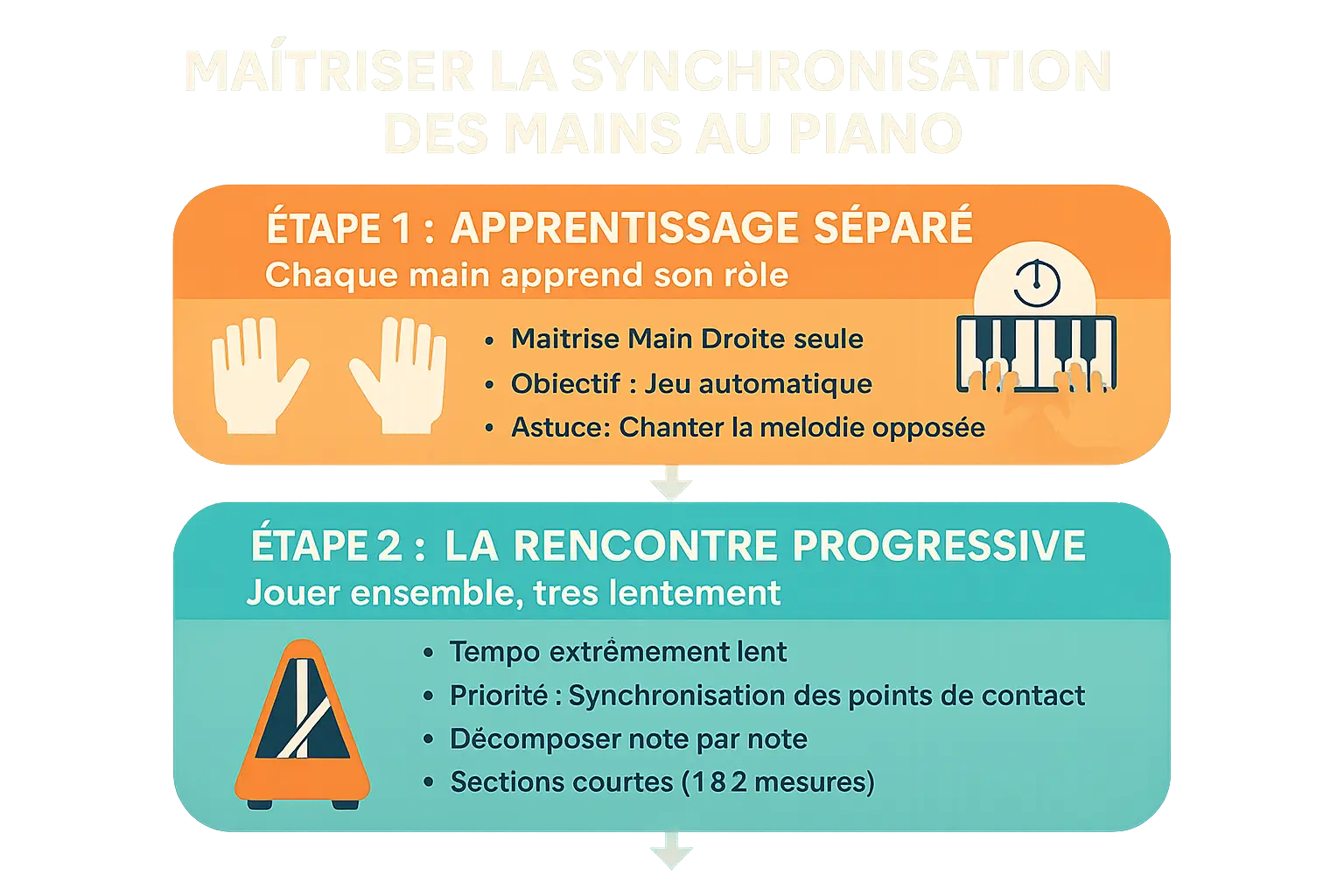 Illustration de coordination des mains au piano