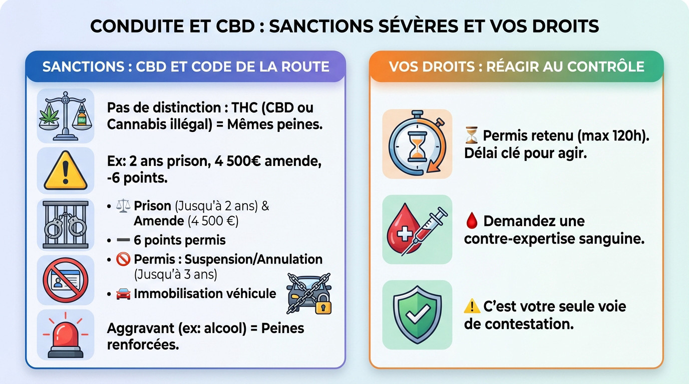 Conducteur inquiet lors d'un contrôle routier risquant un test positif au CBD