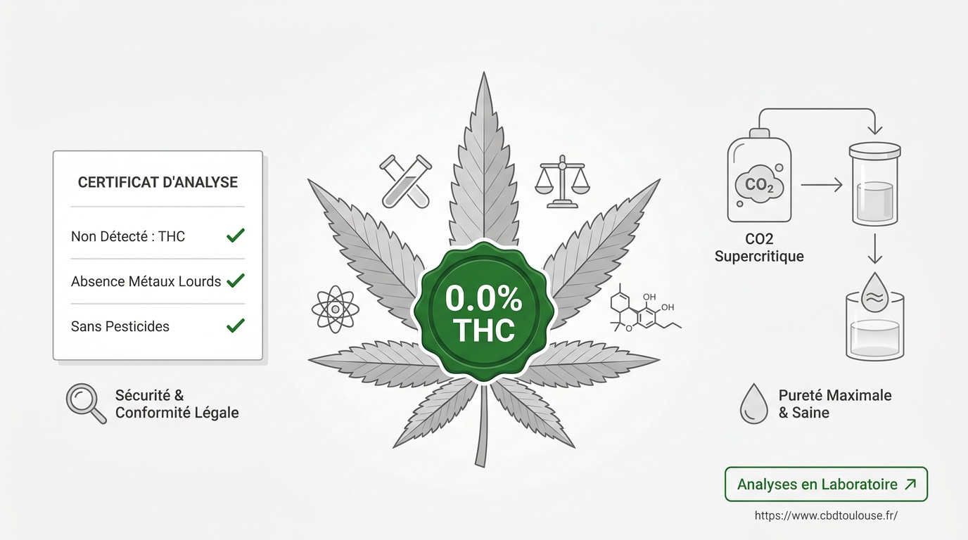 Infographie sur la pureté pharmaceutique et le CBD 0 pourcent THC
