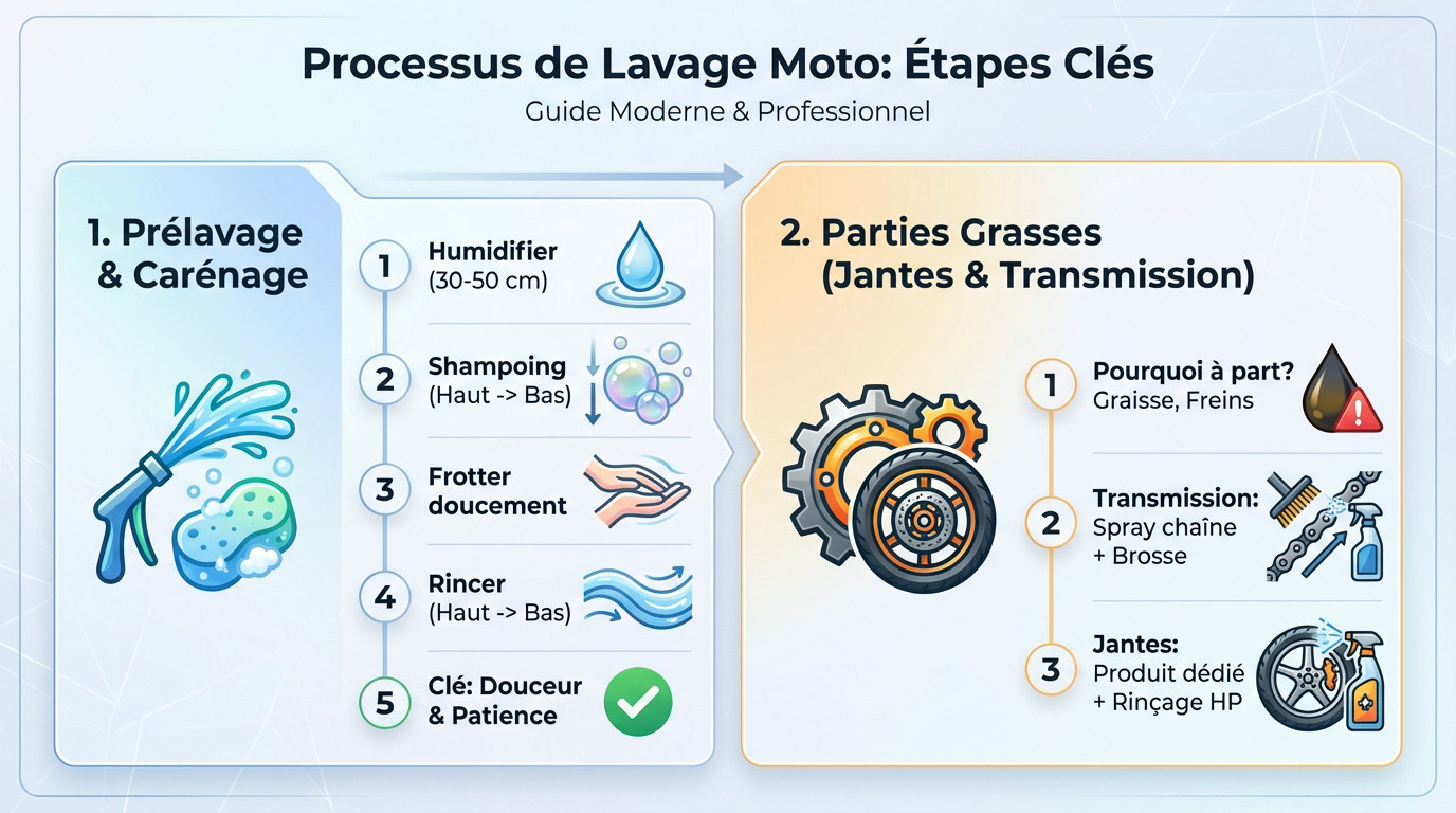 Étapes clés du processus de lavage moto pour un <strong>résultat impeccable</strong>